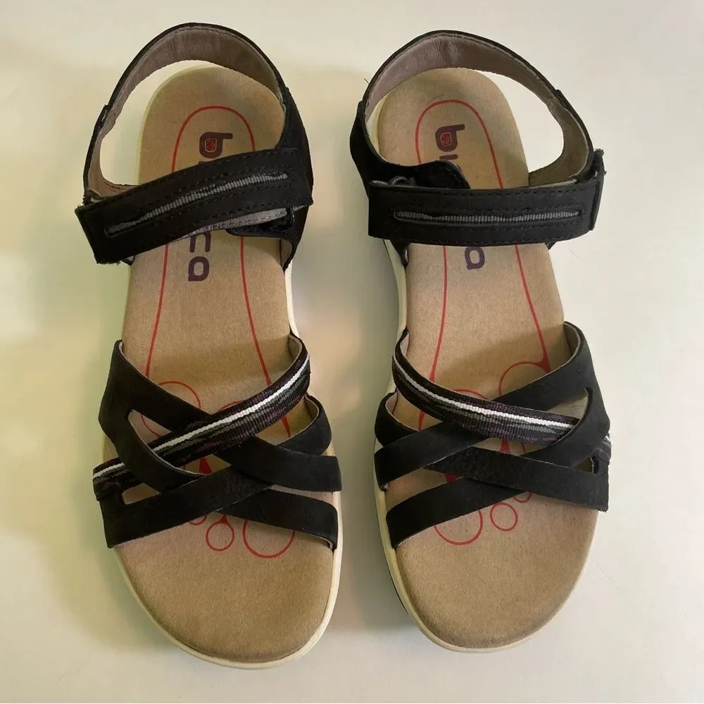 Biónica Nova black woven Nubuck leather Wedge sandals‎